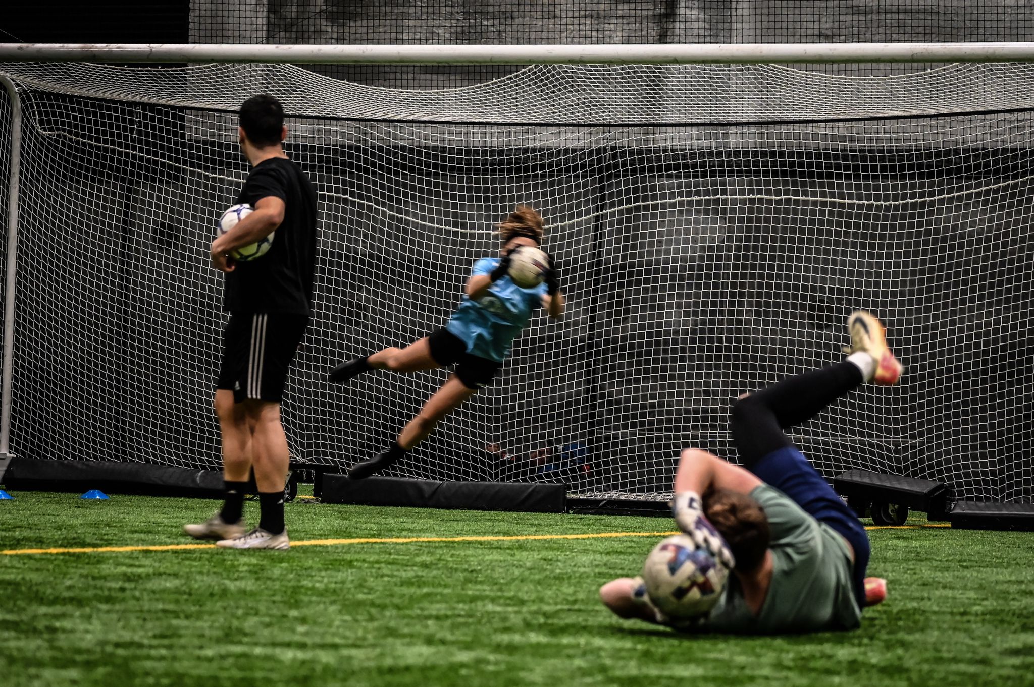 Goalkeeper handling and footwork detail at MB1 GK Academy